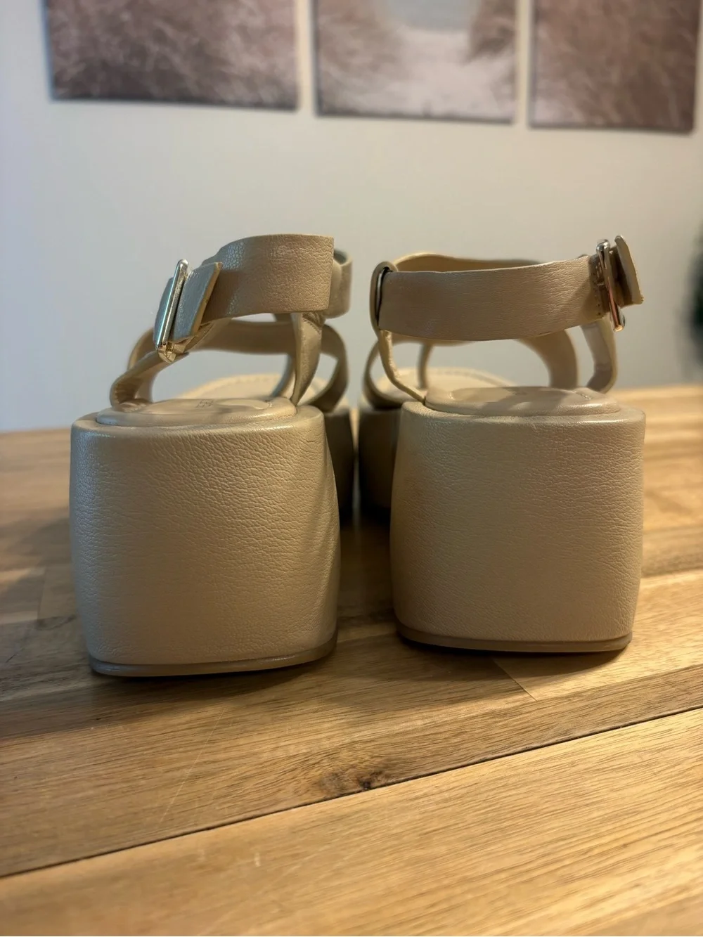Free People Holt Ankle Strap Platform Sandal Size 7.5 Taupe Beige